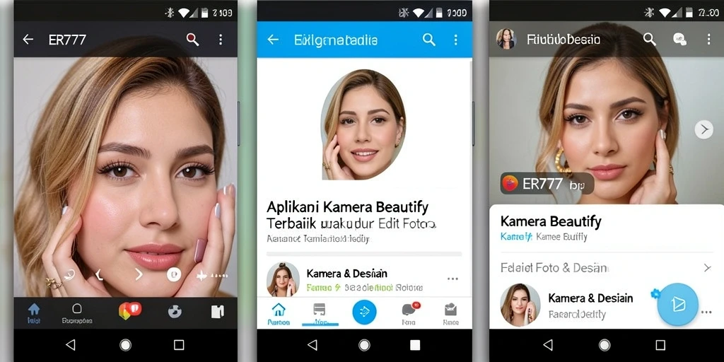Antarmuka pengguna ER777 yang intuitif dalam aplikasi Kamera Beautify.