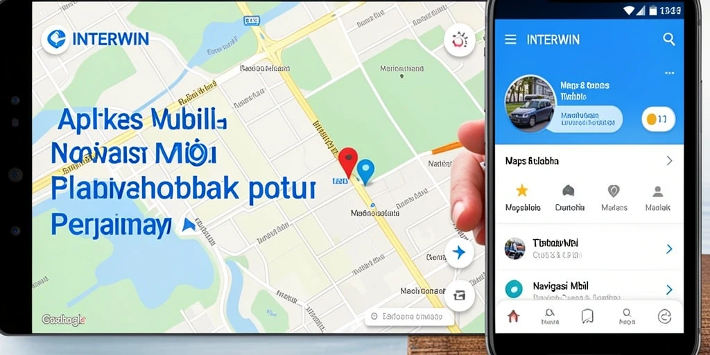 Tampilan antarmuka INTERWIN saat memberikan petunjuk arah Navigasi Mobil.