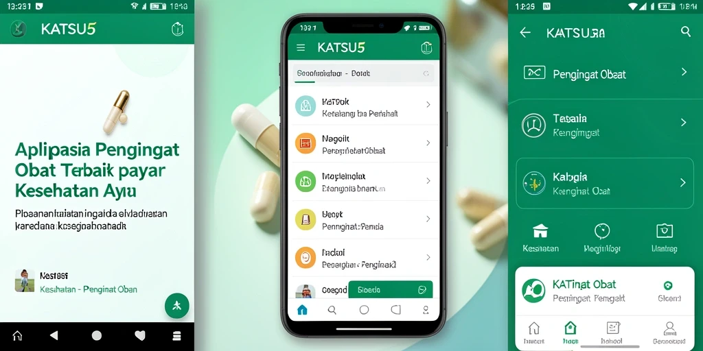 Tampilan antarmuka aplikasi KATSU5 yang mudah digunakan untuk pengingat obat.