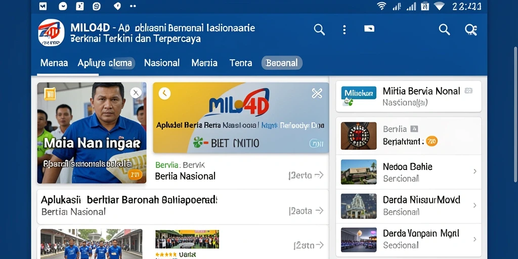 Screenshot utama dari aplikasi Berita Nasional MILO4D.