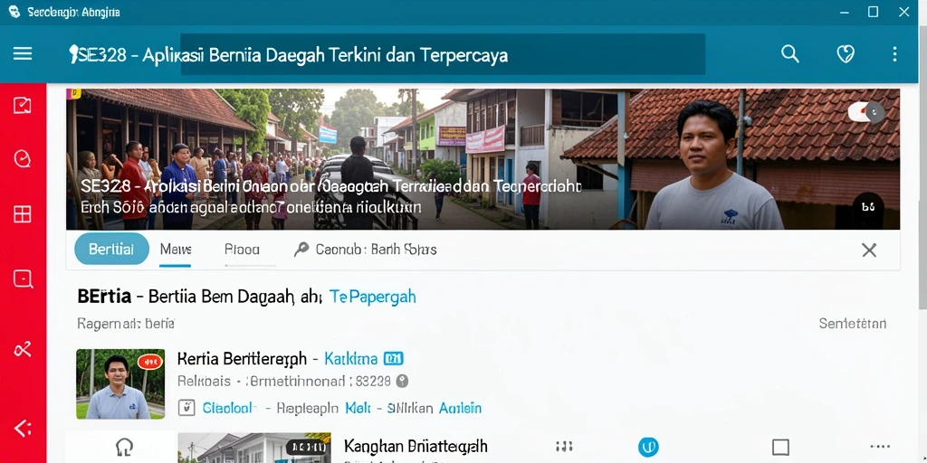 Antarmuka aplikasi SE328 yang menampilkan berita daerah terkini.