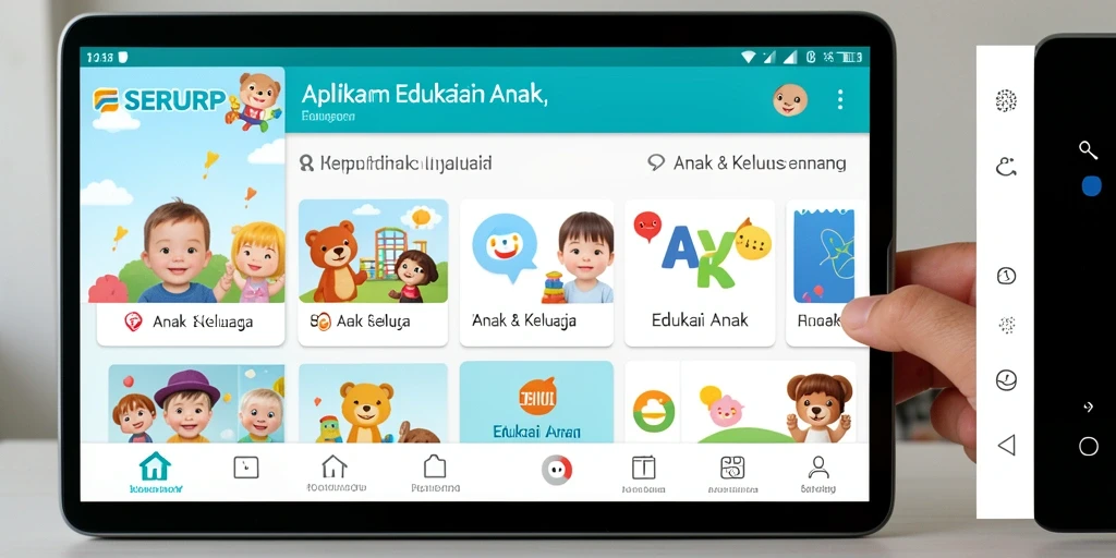 Tampilan antarmuka aplikasi SERURP yang ramah anak.